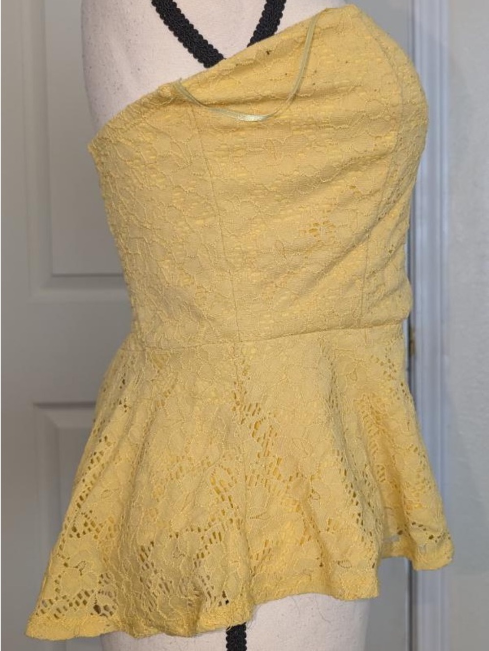 Yellow Lace Peplum Tube Top - Women's